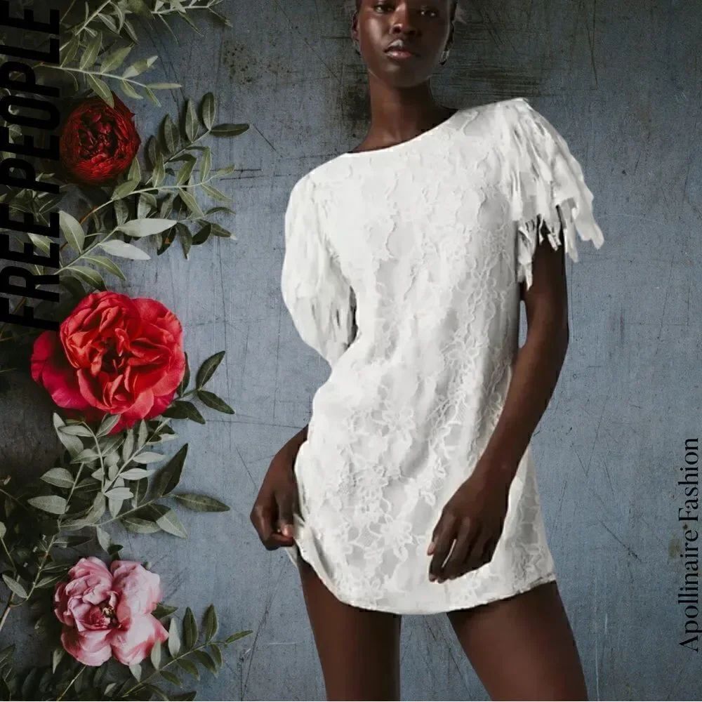 FREE PEOPLE SONGBIRD LACE MINI DRESS IN WHITE FRILL NWT